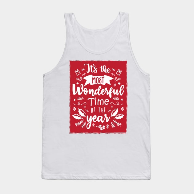 It's the Most Wonderful Time of the Year Christmas Time - Red Tank Top by GDCdesigns